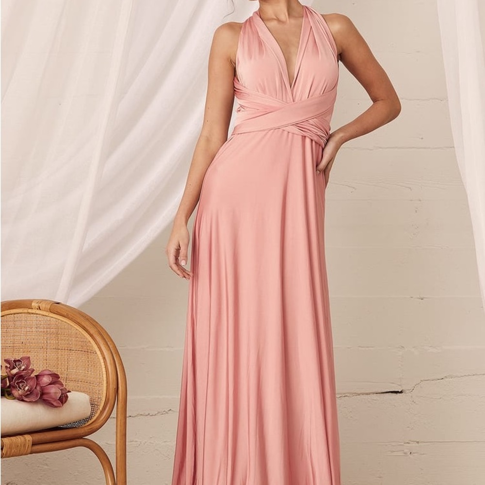 Always Stunning Convertible Blush Pink Maxi Dress (XS)